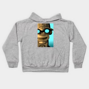 Brown robot man Kids Hoodie